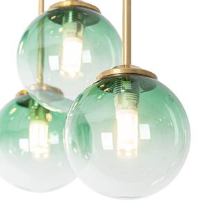 Art Deco taklampa guld med grönt glas 9 lampor - Aten