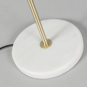 Retro bordslampa mässing med veckad skugga grädde 35 cm - Kaso