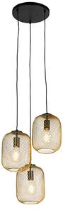 Art Deco hänglampa guld 45 cm 3-ljus - Bliss Mesh