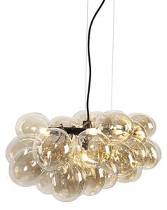 Design hängande lampa svart med bärnstensglas 8 lampor - Uvas