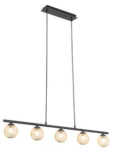 Modern hängande lampa svart med guld 100 cm 5-ljus - Athens Wire