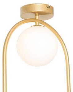 Art Deco taklampa guld med vitt glas - Isabella