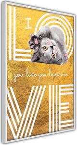 Inramad Poster / Tavla - Cat Love - 20x30 Guldram med passepartout