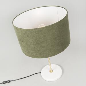 Mässingsbordslampa med grön skugga 35 cm - Kaso
