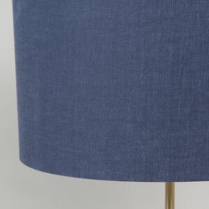 Mässingsbordslampa med blå skugga 35 cm - Kaso