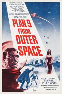 Konsttryck Plan 9 from Outer Space (Vintage Cinema / Retro Movie Theatre Poster / Horror & Sci-Fi), (26.7 x 40 cm)