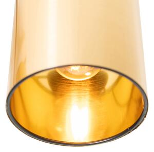 Modern taklampa svart med guld 6 lampor - Lofty