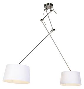 Hängande lampa med linneskärmar vit 35 cm - Blitz II stål