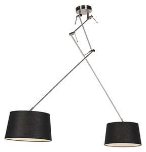 Hängande lampa med linneskärmar svart 35 cm - Blitz II stål