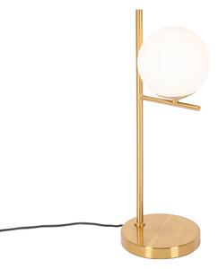 Art Deco bordslampa guld med opalglas - Flore