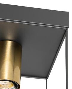 Minimalistisk taklampa svart med guld 2-ljus - Kodi