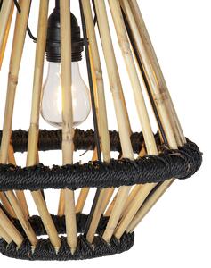 Orientalisk hänglampa bambu med svart 32 cm - Evalin