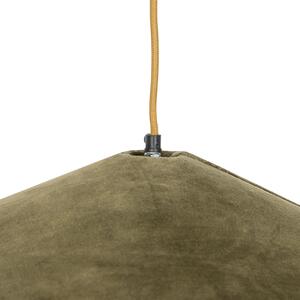 Landshängande lampa grön sammet med sockerrör 60 cm - Frills Can