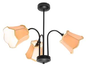 Klassisk taklampa svart med guld lampskärm 3-light - Nona