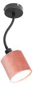 Vägglampa svart med skärmrosa strömbrytare och flexarm - Merwe