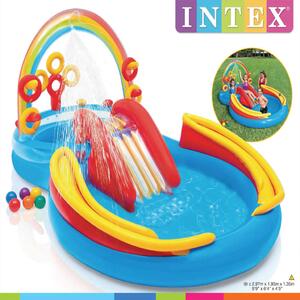 INTEX Uppblåsbar pool Rainbow Ring Play Center 297x193x135 cm 57453NP