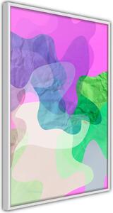 Inramad Poster / Tavla - Colourful Camouflage (Pink) - 40x60 Vit ram