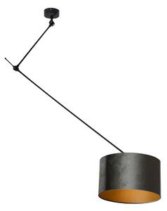 Pendellampa svart med grön sammetsskärm 35 cm - Blitz