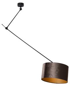 Pendellampa svart med sammetsskärm brun 35 cm - Blitz