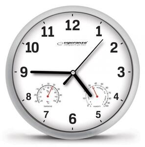Esperanza analog väggklocka med termometer och fuktmätare (vit)