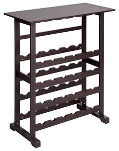 Vinställ Mörkbrun MDF 80 x 40 x 91 cm för Flaskor och Glas Klassiskt Elegant Stil Heminredning Beliani