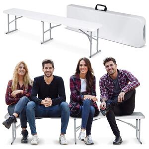 Hopfällbar catering trädgårdsbänk 180 cm Plonos vit