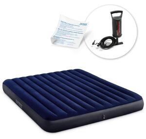 Uppblåsbar madrass 203x183x25 cm med INTEX 64755 kolvpump
