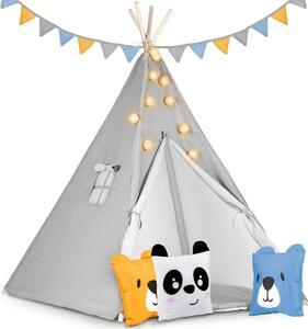 Barnens tipi-tält med ljusslinga Nukido - grå