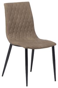 Stol 2 st Ljusbrun Konstläder Klädd Ryggstöd Svarta Ben Vintage Design Beliani