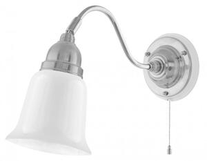 Runeberg Vägglampa, förnicklad mässing/vit