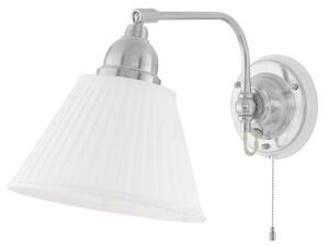 Gripenberg vägglampa nickel/vit m dragbrytare