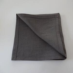 Mörkgrå servett i linne ca 45x45 cm enkel söm