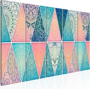 Canvas Tavla - Oriental Triangles (5 delar) Narrow - 225x90