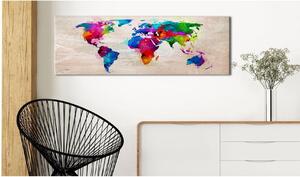 Canvas Tavla - World Map: Finesse of Colours - 135x45