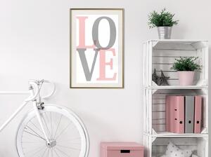 Inramad Poster / Tavla - Grey-Pink Love - 40x60 Guldram med passepartout