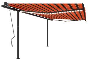 Automatisk markis med vindsensor & LED 4x3 m orange/brun