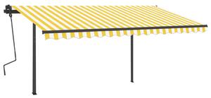 Automatisk markis med vindsensor & LED 4,5x3,5 m gul och vit