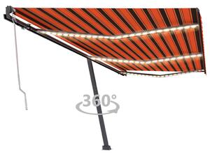 Automatisk markis med vindsensor & LED 600x300 cm orange/brun