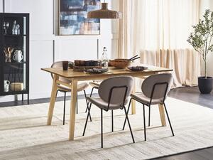 Matbord Ljust trä MDF Gummiträ 150 x 90 cm Träben Rektangulär fanerad skiva Naturlig yta Minimalistiskt skandinaviskt kök Beliani