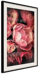 Inramad Poster / Tavla - Many Reasons to Be Happy - 20x30 Guldram