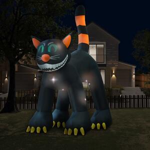 Uppblåsbar svart katt med LED XXL 6 m