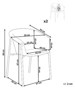 Uppsättning med 2 matstolar Grå tygklädsel Modern design Sittmöbler för matsal Beliani