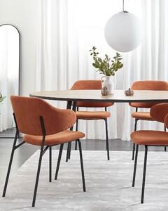 Set med 2 Matstolar Orange tygklädsel Svarta metallben Armlöst böjt ryggstöd Modern design Beliani