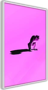 Inramad Poster / Tavla - Monkey on Pink Background - 20x30 Vit ram