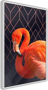 Inramad Poster / Tavla - Orange Flamingo - 20x30 Guldram med passepartout