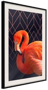 Inramad Poster / Tavla - Orange Flamingo - 20x30 Svart ram med passepartout