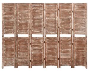 Rumsavdelare 6 paneler brun 210x165 cm massivt paulowniaträ