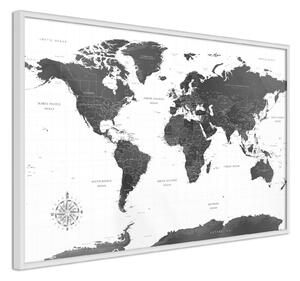 Inramad Poster / Tavla - The World in Black and White - 30x20 Svart ram med passepartout