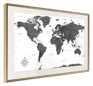Inramad Poster / Tavla - The World in Black and White - 30x20 Guldram