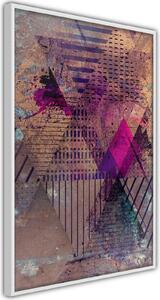 Inramad Poster / Tavla - Pink Patchwork I - 40x60 Svart ram med passepartout
